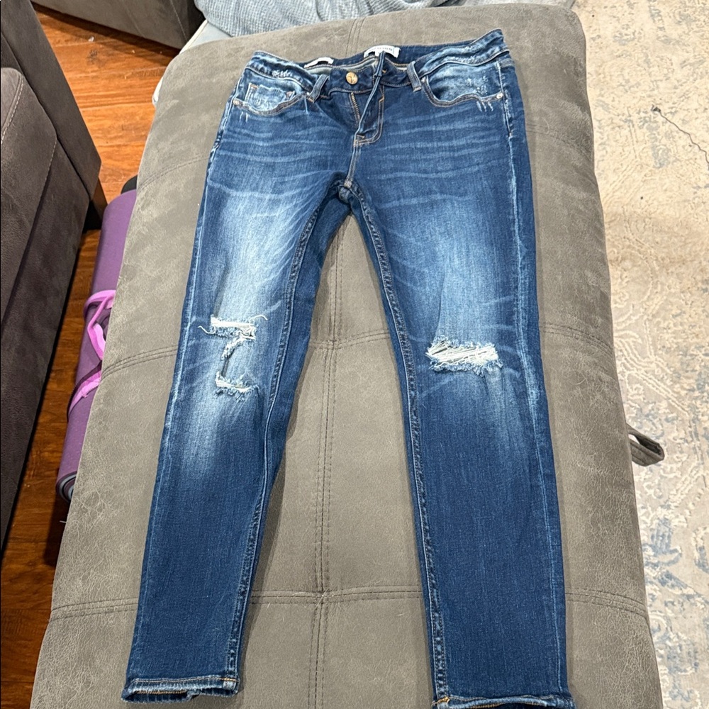 Vigoss Medium Blue Ripped Skinny Jeans